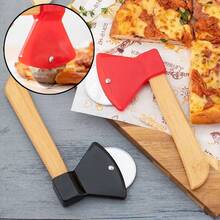 Pizza Cutter Axe With Bamboo Handle Pizza Slicer-Random Color(03-017) - Multicolor - View 1