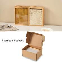 Bamboo Kitchen Cereal Container Storage Dispenser, 3 Liter Airtight Food Storage Pantry Organizer With Knob Sealing Lid, Home Storage Cereal, Rice, Flour, Snacks, Candy, Coffee Bean Container, Back To School Supplies