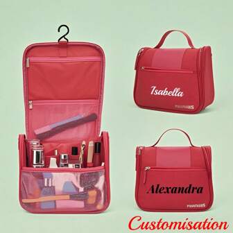 Bolsa de cosméticos personalizable de gran capacidad, bolsa de aseo unicolor, bolsa de viaje para cosméticos, regalo para vacaciones