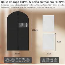 10 Piezas Protector de Ropa Colgante de 60x100cm y 2 Bolsas de Armario, Bolsas para Trajes, Fundas de Ropa Reutilizables a Prueba de Polvo y Transpirables, Bolsas para Vestidos Largos, Trajes, Abrigos, Camisas - M - Ver 11