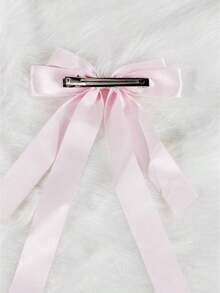 1 Cute Pink Fashion Style Satin Smooth Bow Hair Clip Claw Clips Hair Claws Hair Barrettes - 粉色 - 查看 4