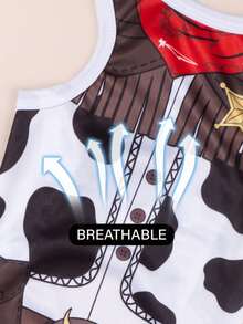 LUCKIE LABO 1pc Multi-Color Cute Cowboy/Western Pattern Pet Vest, Anti-Flea, Reduce Shedding, Insulation, Breathable For Indoor & Outdoor Use, Cat/Dog - Multicolor - View 8