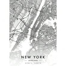 Quadro d'arte con della città di Parigi o New York, tela in bianco e nero, opera d'arte da parete con per soggiorno e decorazione domestica, con opzione cornice