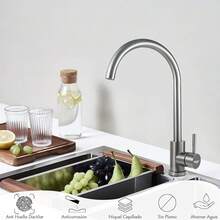 Grifo de Cocina, Mezcladora para Fregadero de Acero Inoxidable 304, Grifo Moderno de 360 ° Giratorio, Grifo Monomando para Cocina para Agua Caliente y Fría, Acabado Níquel Cepillado, CV-10020 - Níquel Cepillado 1 - Ver 6