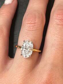 1 ct, 2 ct, 5 ct, 8 ct Anillo de compromiso/boda ovalado brillante de plata de ley 925, anillo de promesa/eternidad para mujer, regalo de joyería exquisito - Dorado - Ver 5