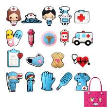 19 Piezas Serie de Médico y Enfermera DIY Encantos para Bolsas de Playa de Goma Decoraciones de Moda para Bolsos Regalos Geniales para Navidad, Cumpleaños, Fiesta, Accesorios de Playa de Anime, Esenciales de Playa, Vacaciones