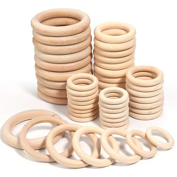 2-20pcs Natural Bamboo Wood Rings, Unprocessed Elegant Smooth Macrame Wood Rings, Suitable For DIY Jewelry, Bracelets, Pendants, Earrings, Crafts, Clothing & Bag Decor - Various Sizes