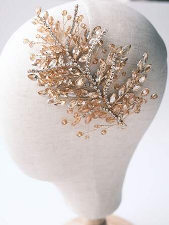 1pc Women's Bridal Rhinestone Headpiece, Elegant Wedding Dress Hair Accessory Handmade Headband, Hair Decor Suitable For Wedding, Engagement, Formal Events, Bridal Gown Rhinestone Decorations