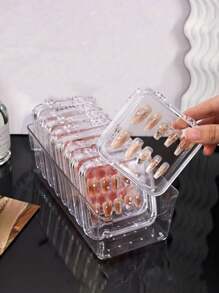 10/5/1pc Clear Nail Storage Box,Press-Type Fake Nail Organizer, Display Case For Acrylic Nails, Jewelry & Cosmetics,Compact Plastic Desktop Container For Salon & Home, DIY Beads & Nail Art Tools,Great For Christmas Gifts,Portable Box Wear Nail Packaging Box For Nail Art Jewelry Lovers Can Be Reused In Multiple Scenarios