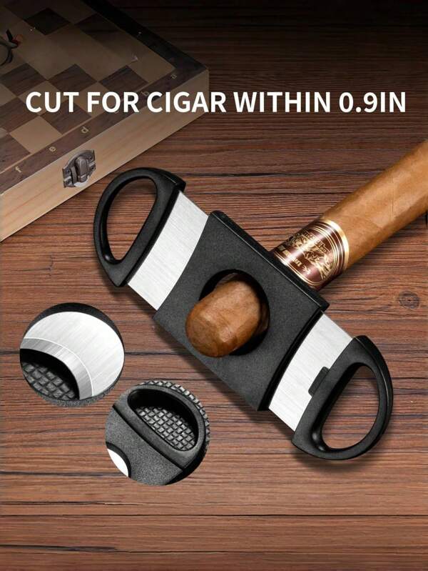 1pc Portable Black Cigar Cutters, Stainless Steel Double-Edged Cigar Cutters, Portable Cigar Scissors, Smoking Accessories