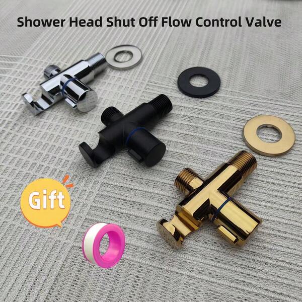 1 pieza Válvula de control de flujo de cierre de cabeza, soporte de pared para ducha de mano, soporte de cabezal de rociador de bidé (cromo, negro, dorado, seleccionable)