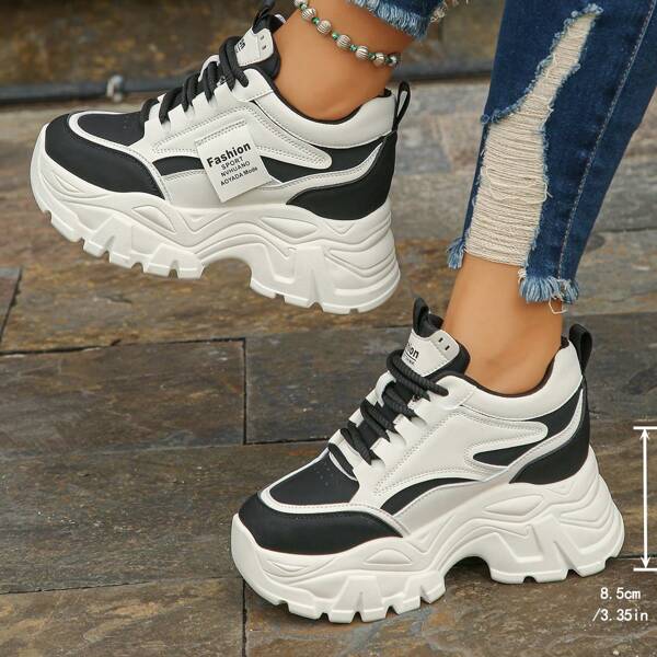 Zapatillas con suela gruesa y aumento de altura, zapatillas gruesas para mujeres de baja estatura, versátiles y