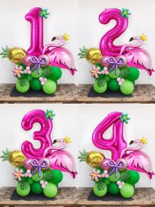 30/31pcs Flamingo, Pineapple, Number Balloon Set, Including Flamingo, 32" Hot Pink Number 1-18, Palm Leaves, Pineapple, Flamingo Foil Balloon, Pink & Green Latex Balloons, Suitable For Hawaiian Birthday Party, Summer Pool/Beach Party, Tropical Party, Birthday Decor, Flamingo Theme Party, Atmosphere Decoration