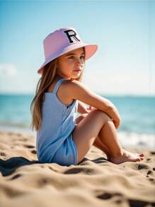1PC Kids 26 Alphabet Personalized Name Print Sun Hat Fashion Versatile Bucket Hat Suitable For Girls Outdoor Daily Back To School Wear