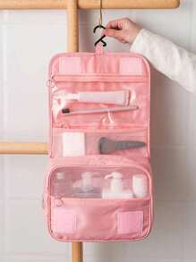 1pc Hanging Toiletry Bag With Hook, Cosmetic Bag,Make Up Bag,Portable Travel Organizer For Business Trip, Foldable Cosmetic Bag With Handle, For Makeup Tools, For Bathroom, For Travel, For College Dorm, Nylon, Fashion, For Women, For Men, Gift For Mom, Dorm Essentials Travel Essentials Travel Accessories Back To School Purse Summer Beach Bag Car Accessories Travel Bag Vacation Holiday