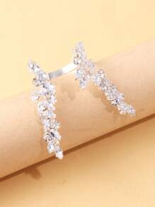 1pc Adjustable U-Shape Ring With Cubic Zirconia, Floral & Leaf Design, Versatile Accessory Ring