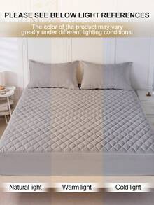 1pc Waterproof Fitted Sheet, Bedding, Stitch Fitted Sheet, Skin-Friendly Fitted Bed Sheet, Mattress Cover, Soft And Comfortable Bedding For Bedroom, 11.8 Inch Deep Pocket Cooling Breathable Quilted Fitted Sheet For Twin, Full, Queen And King All Sizes, Solid Color Mattress Protector For Father's Day Gift, Room Decor, Soft Cover For Mattress Protector And Mattress Topper, Dustproof, Machine Washable - 灰色 - 查看 8