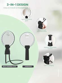 Rechargeable Lighting Desk Lamp And Magnifying Glass, Detachable And Portable, Adjustable Hose, 2-Level Brightness, Maximum Brightness Of 5-6 Hours, Type-C Charging.