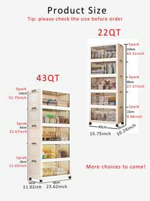1pc 40cm/60cm Foldable Plastic Storage Box Organizer, 1-5 Layers Stackable Storage Container With Lid And Casters, Suitable For Bedroom, Living Room, Kitchen, Study, Office, Folding Storage Bin