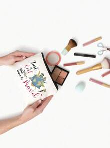 Bolsa de maquillaje divertida, bolsa de cosméticos esenciales de viaje, bolsa de maquillaje de viaje, bolsa de artículos de tocador con cremallera, regalos de vuelo y vacaciones para mujeres, azafatas, amantes de los viajes, regalos de cumpleaños, Día de la Madre, aniversario, regalos de cumpleaños para mujeres, mejores amigas, hermanas. (Varios patrones para elegir) Bolsa de vacaciones de verano, regreso a la escuela, bolsa de útiles escolares, bolsa de viaje para mujeres, bolsa de maquillaje para viajes