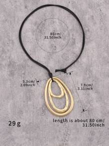 1 Stück modischer, eleganter ovaler, wassertropfenförmiger, übertriebener Metallkette, unisex multi-schleifiges asymmetrisches geometrisches Design, personalisierte Kette mit schwarzem Wachsseil und langer Kette, Geschenk für Freundin, Mutter oder Geliebte
