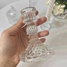 Glass Candle Holder, Crafted With Glass Material Through Precise Cutting Technique. Minimalist And Modern Style, Transparent And Colorless, Cylindrical Exterior With Carved Floral Details, Suitable For Candle Placement, Applicable For Candlelight Dinners, Weddings, Anniversaries And Other Occasions.
