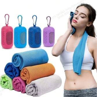80cm X 30cm Cooling Microfiber Towel - Soft, Breathable, Highly Absorbent Ice Towel For Sports, Yoga, Gym, Camping, Running And Fitness Activities - Pink, Blue, Purple, Orange, Green, Fitness Towel