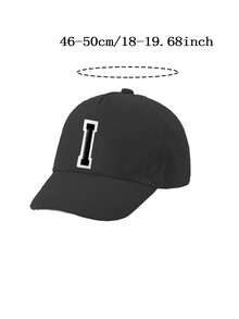 1 pieza Gorra de béisbol ajustable con letra bordada A-Z para recién nacidos, bebés y niños pequeños, sombrero casual unisex para exteriores, color blanco hueso, 1-3 años - Negro - Ver 12