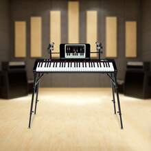 OUKANING 2-Tier DJ Workstation Stand | Double Table Top Keyboard & Laptop Holder | Digital Piano Rack Mount Platform For Studio Mixer Controllers, Turntable, Speakers, Stage Equipment Keyboard Stand DJ Workstation Table Top Piano Holder 2-Tier Double Studio Mount - Black - View 4
