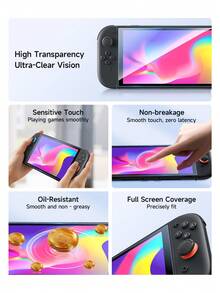 Ayotu 钢化玻璃屏幕保护膜适用于新款 Switch2(2025)、Switch/Switch OLED/Switch Lite 游戏机、游戏机屏幕全身保护膜、全包防刮防摔膜、防指纹防油、操作顺畅不留痕迹 - 透明 - 查看 9