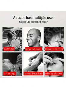 Men's Straight Razor, With 10pcs Replaceable Stainless Steel Blades, Manual Shaver With Aluminum Handle & Storage Bag, Portable Foldable Shaver For Home Use & Barber Razor, Gift For Father Day & Boyfriend, Valentine's Day, Christmas