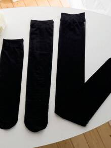 1 Pair/3 Pairs Women's Super Thin Semi-Transparent Solid Color Compression Mid-Calf Socks, Slim Leg, 3 Lengths, Versatile, Soft, Korean Style, Fresh Young Look Ins Style, Summer Daily Wear, Long Tube Socks