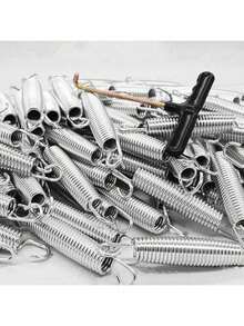 20 piezas de resortes de trampolín de 14-15 cm, material de acero de alta elasticidad y a prueba de óxido, adecuado para trampolines para niños y hogar, soporte estable, seguro y duradero. - Plateado - Ver 9