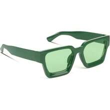 Square Men Women Fashion Thick Rectangle Glasses Shades Designer Style - Green - View 1