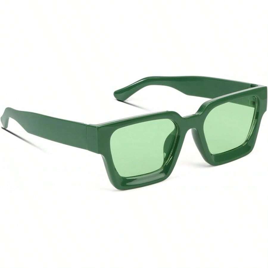 Square Men Women Fashion Thick Rectangle Glasses Shades Designer Style - Green - View 1