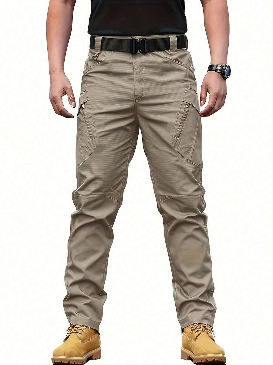 Men's Tactical Pants With Multiple Pockets, Waterproof Casual Pants, Wear-Resistant, Multiple Pockets - 卡其色 - 查看 1