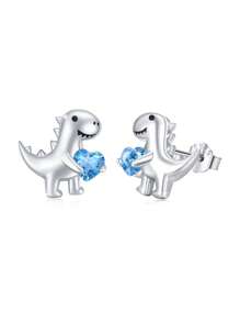 1 Paar süße S925 Sterling Silber Dinosaurier Ohrstecker, geeignet für täglichen Gebrauch von Frauen, Geschenk für Schwestern, beste Freunde, Geburtstag, Jahrestag