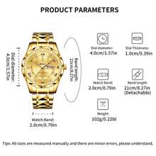 YaLaLuSi 1 pièce Montre à quartz de luxe de couleur dorée de la marque YaLaLuSi. Conception du boîtier résistante et de couleur vive, décorée de strass. Cadran simple avec aiguilles lumineuses et fonction calendrier. Convient pour le travail, les affaires, l'usage quotidien, les fêtes. Cadeau idéal pour la famille, les amis, anniversaire, vacances.