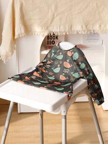 1 件装长袖围兜可固定在高脚椅和桌子上，断奶围兜，防水婴儿喂奶罩围兜多功能连体婴儿围兜