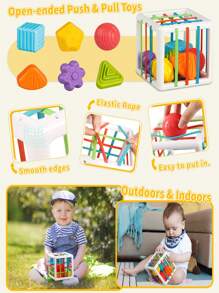 1 Pc Baby Stacking Toy, Color & Shape Learning, Hand Coordination Exercise, Grabbing Stimulation, Early Education Stacking Toy, Christmas & Halloween Gift, (Accessories Details, Textures & Colors Are Random)