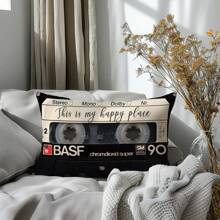 MEMNUN 1 Stück/2 Stücke Vintage Kassetten-Tape "Dies ist mein glücklicher Ort" bedruckter dekorativer Kissenbezug [ohne Kissenfüllung], 30*50cm/40*60cm, [einseitig Muster] Polyester Kissenbezug für Sofa, Bett, Wohnzimmer, Schlafzimmer, Auto, Büro, Hotel Dekoration, perfektes Geschenk für Familie und Freunde, für alle Jahreszeiten