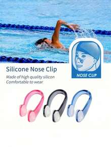 1/3pcs Silicone Swimming Nose Clip, Leakproof Design Nose Clip, Silicone Waterproof Swimming Nose Clip Suitable For Professional Training, Suitable For Adults, Multiple Colors Available