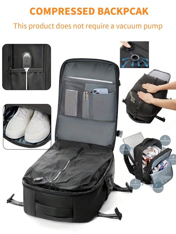 Erweiterbare Rucksack mit Vakuum-Kompression, ohne Luftpumpe nötig, Vakuum-Rucksack wasserbeständiger Platzsparer Rucksack Gepäckaufbewahrung Rucksack leicht & wasserbeständig - perfekt für Reisen, Wandern, Camping & Outdoor-Abenteuer, Mehrzweck-Vakuum-Aufbewahrungs-Rucksack für Studenten Rucksäcke geeignet für Teenager Sommer Lässig Outdoor Sport oder Urlaubsreisen oder Abschlussgeschenke oder Geburtstagskleideraccessoires