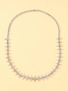 1 Stück gezackter Halskette mit Kristall Dekor, stilvoller Hip Hop Choker Halskette für Frauen