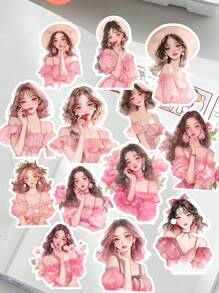 16 pezzi Forniture per artista di pittura ad acquerello/Adesivi carini per ragazze per fai da te, scrapbooking, album, planner, diario, cartoleria vintage adatta per collage, diario, quaderno, computer, forniture scolastiche fai da te, ritorno a scuola