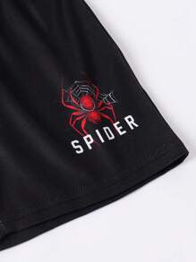 2 pièces/ensemble T-shirt sans manches avec imprimé graphique d'araignée doux et mignon, et short. Tenue décontracté et sportive pour garçons tout-petits, cadeau génial pour l'été