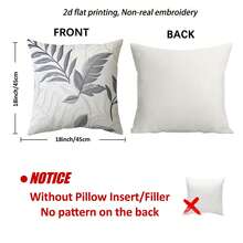 1pc Soft Short Plush Pillow Cover, 45x45cm - Elegant Gray White Palm Leaf Print, Suitable For Living Room, Bedroom, Office Decor (Pillow Insert Not Included), Office Pillow Cover | Modern Pillow | Durable Pillow Cover, Decorative Pillow - Multicolor - View 4