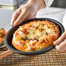 6-10inch Black Carbon Steel Circular Pizza Baking Tray Anti Stick Cake Baking Pan Microwave Oven Baking Tray Pie Tray Cookie Trays For Kitchen Restaurant