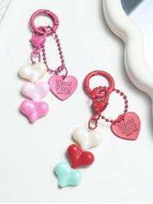 2D Flat, 1pc New Acrylic Colorful Heart Pendant Mobile Phone Case Ornament Accessories Earphone Bag Hanging Ornaments Car Accessories Bag Charm