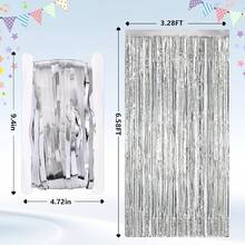 2Pack Silver Metallic Tinsel Foil Fringe Curtains, Door Streamer Photo Booth Backdrop Birthday Wedding, Graduation Engagement Bridal Shower Bachelorette Party Decorations Dancing Ball Party - Laser Silver - 查看 11
